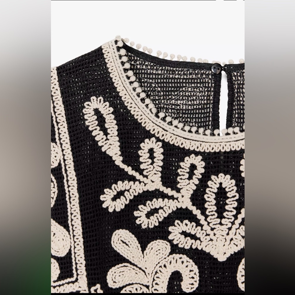 New ZARA ZW Collection Contrast Crochet Top - Picture 10 of 10